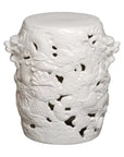 16 in. Dragon White Ceramic Outdoor Garden Stool - LOOMLAN - Emissary - Garden Stools