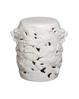 16 in. Dragon White Ceramic Outdoor Garden Stool - LOOMLAN - Emissary - Garden Stools