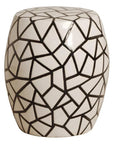 17 in. Ice Ray Black & White Ceramic Garden Stool - LOOMLAN - Emissary - Garden Stools