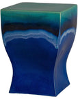 17.5 in. Square Ceramic Garden Stool by Emissary-Garden Stools-Emissary-Green Blue-LOOMLAN