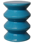 18 in. Accordion Ceramic Outdoor Garden Stool-Garden Stools-Emissary-Turquoise-LOOMLAN