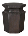 18 in. Hex Ceramic Outdoor Garden Stool-Garden Stools-Emissary-Metallic-LOOMLAN
