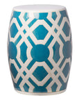 18 in. Labyrinth Ceramic Garden Stool Outdoor-Outdoor Stools-Emissary-Turquoise-LOOMLAN