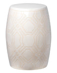 18 in. Labyrinth Ceramic Garden Stool Outdoor-Outdoor Stools-Emissary-White-LOOMLAN
