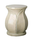 18 in. Lotus Ceramic Outdoor Garden Stool-Garden Stools-Emissary-Cream-LOOMLAN