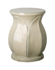 18 in. Lotus Ceramic Outdoor Garden Stool Side Table-Outdoor Stools-Emissary-Cream-LOOMLAN
