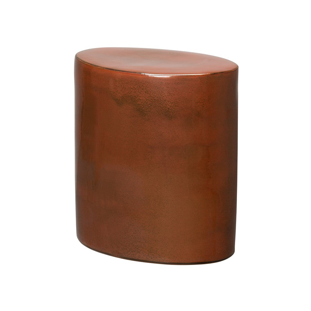 18 in. Oval Ceramic Garden Stool Side Table Outdoor-Outdoor Stools-Emissary-Copper-LOOMLAN