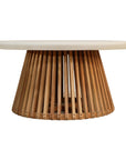Azure 31" Cement Top Round White Outdoor Coffee Table -- White, Brown
