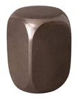22 in. Dice Ceramic Garden Stool Brown Side Table Outdoor-Outdoor Stools-Emissary-LOOMLAN