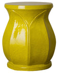 22 in. Large Lotus Ceramic Garden Stool Outdoor-Outdoor Stools-Emissary-Mustard Yellow-LOOMLAN