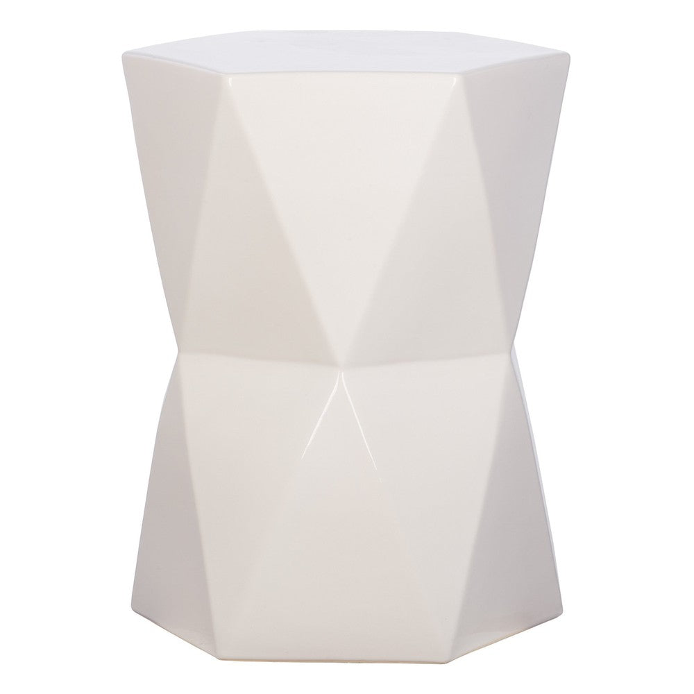 22 in. Matrix Hexagon Stool Outdoor Side Table-Outdoor Stools-Emissary-White-LOOMLAN