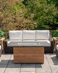 Teak Outdoor Fire Table with Faux Concrete Top-Outdoor Fire Tables-Lloyd Flanders-LOOMLAN