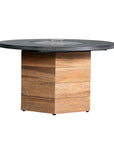 Teak Outdoor Fire Table with Round Faux Concrete Top-Outdoor Fire Tables-Lloyd Flanders-LOOMLAN