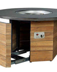Teak Outdoor Fire Table with Round Faux Concrete Top-Outdoor Fire Tables-Lloyd Flanders-LOOMLAN