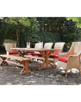 Lloyd Flanders Teak Rectangular Trestle Base Outdoor Dining Table