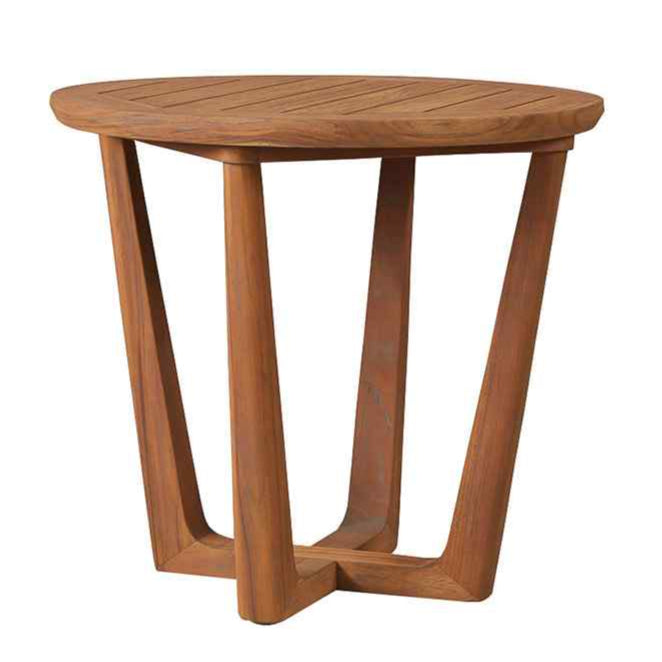 Teak Round Sled Base Outdoor End Table