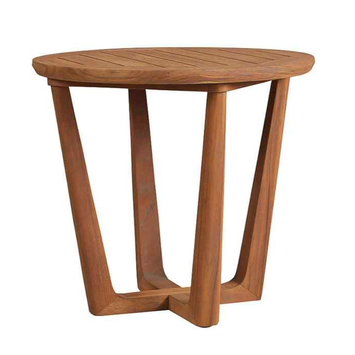 Teak Round Sled Base Outdoor End Table