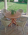 Teak Round Cross Base Outdoor Dining Table-Outdoor Dining Tables-Lloyd Flanders-LOOMLAN