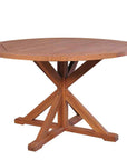 Teak Round Cross Base Outdoor Dining Table-Outdoor Dining Tables-Lloyd Flanders-LOOMLAN