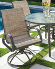 3PC Earth Brown Outdoor Bistro Set for 2 Swivel Chairs - LOOMLAN - LOOMLAN - Outdoor Bistro Sets