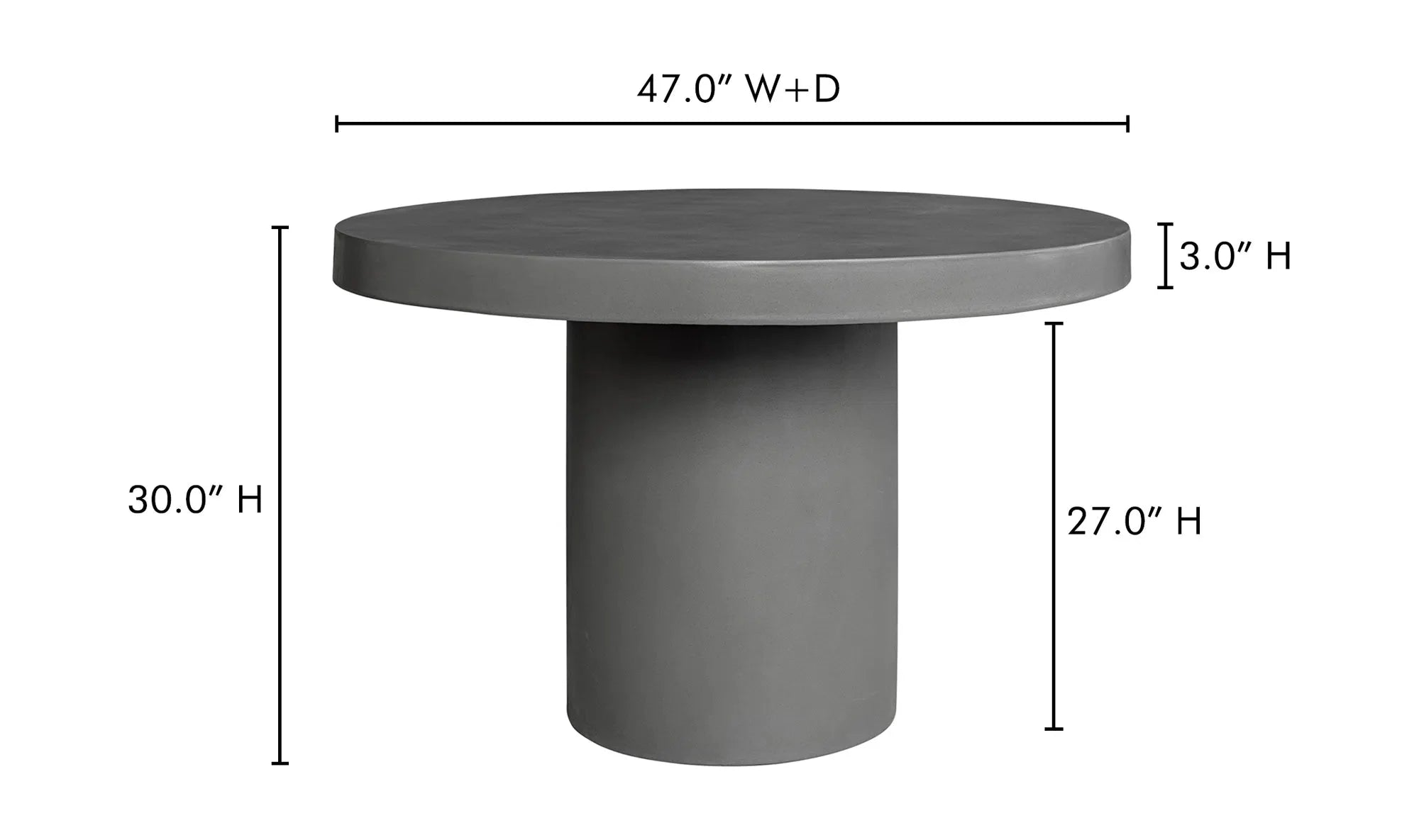 47 Inch Outdoor Dining Table Grey Contemporary-Outdoor Dining Tables-Moe&#39;s Home-LOOMLAN