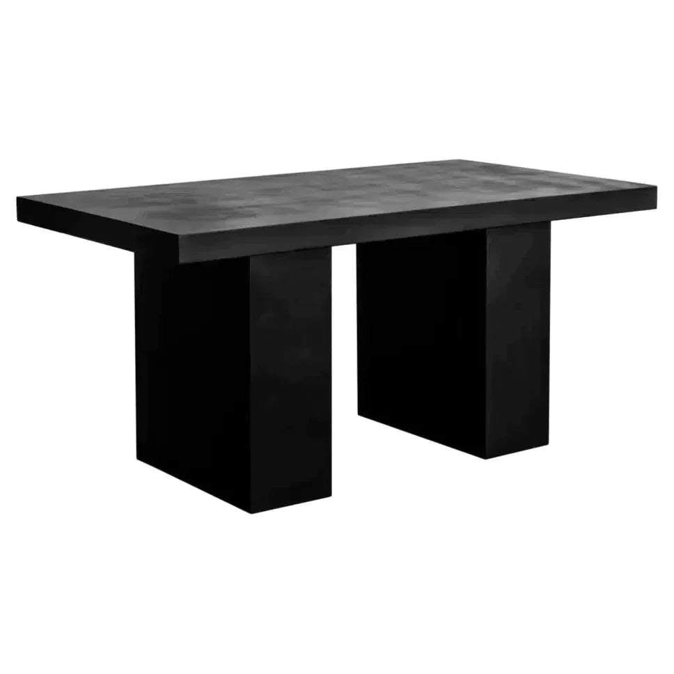63 Inch Rectangular Black Cement Outdoor Dining Table Outdoor Dining Tables LOOMLAN By Moe&#39;s Home