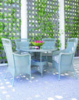 Loom Round Umbrella Outdoor Dining Table-Outdoor Dining Tables-Lloyd Flanders-LOOMLAN