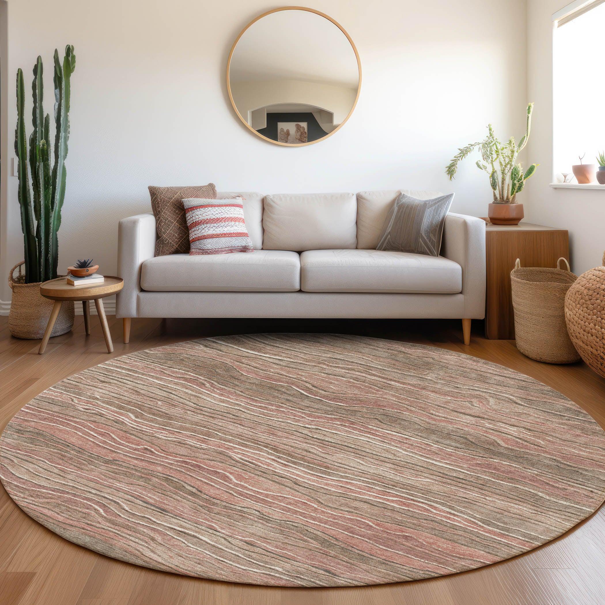 Faerain Brown Washable Indoor-Outdoor Rug
