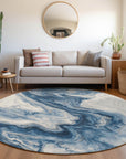Faeras Blue Washable Indoor-Outdoor Rug