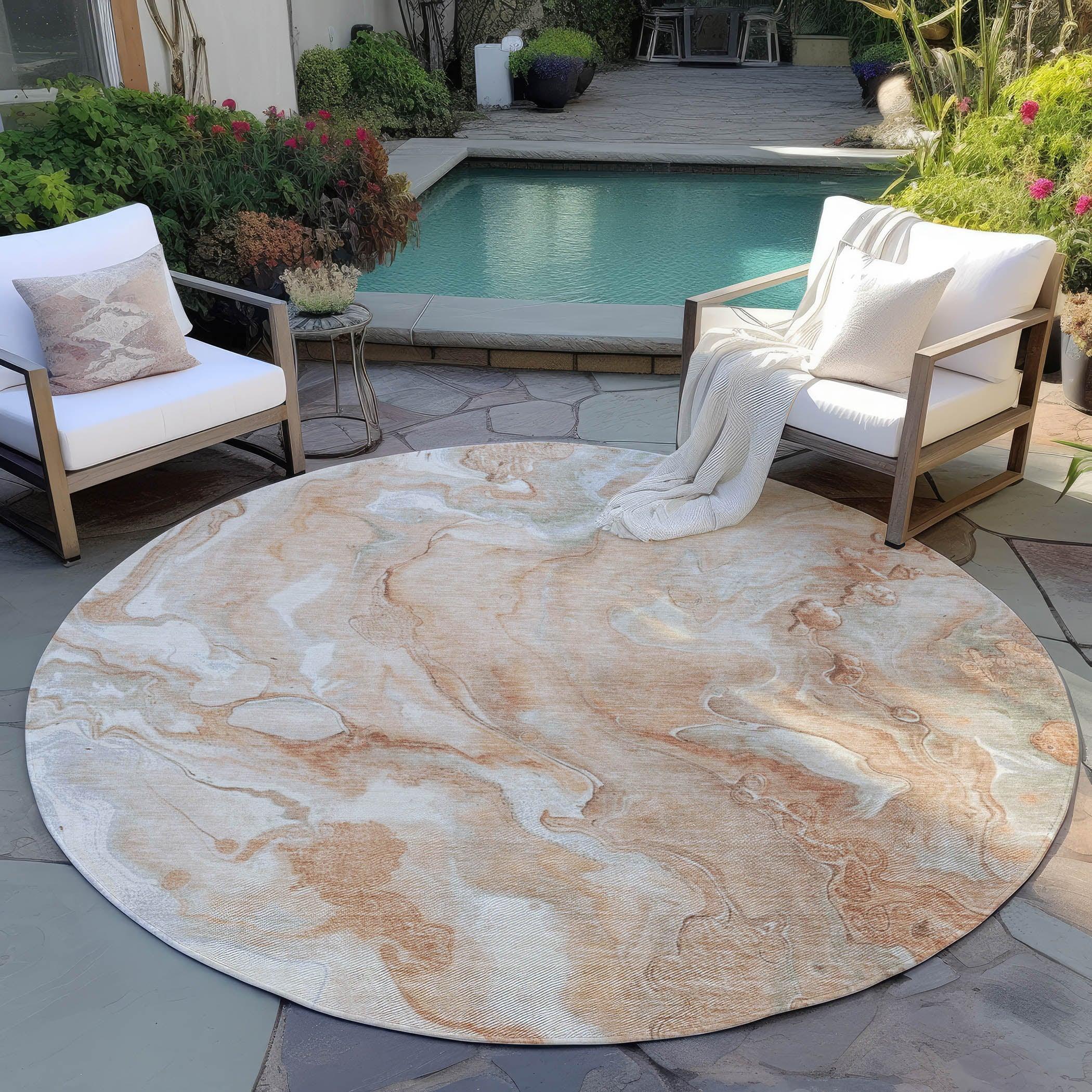 Faerel Orange Washable Indoor-Outdoor Rug
