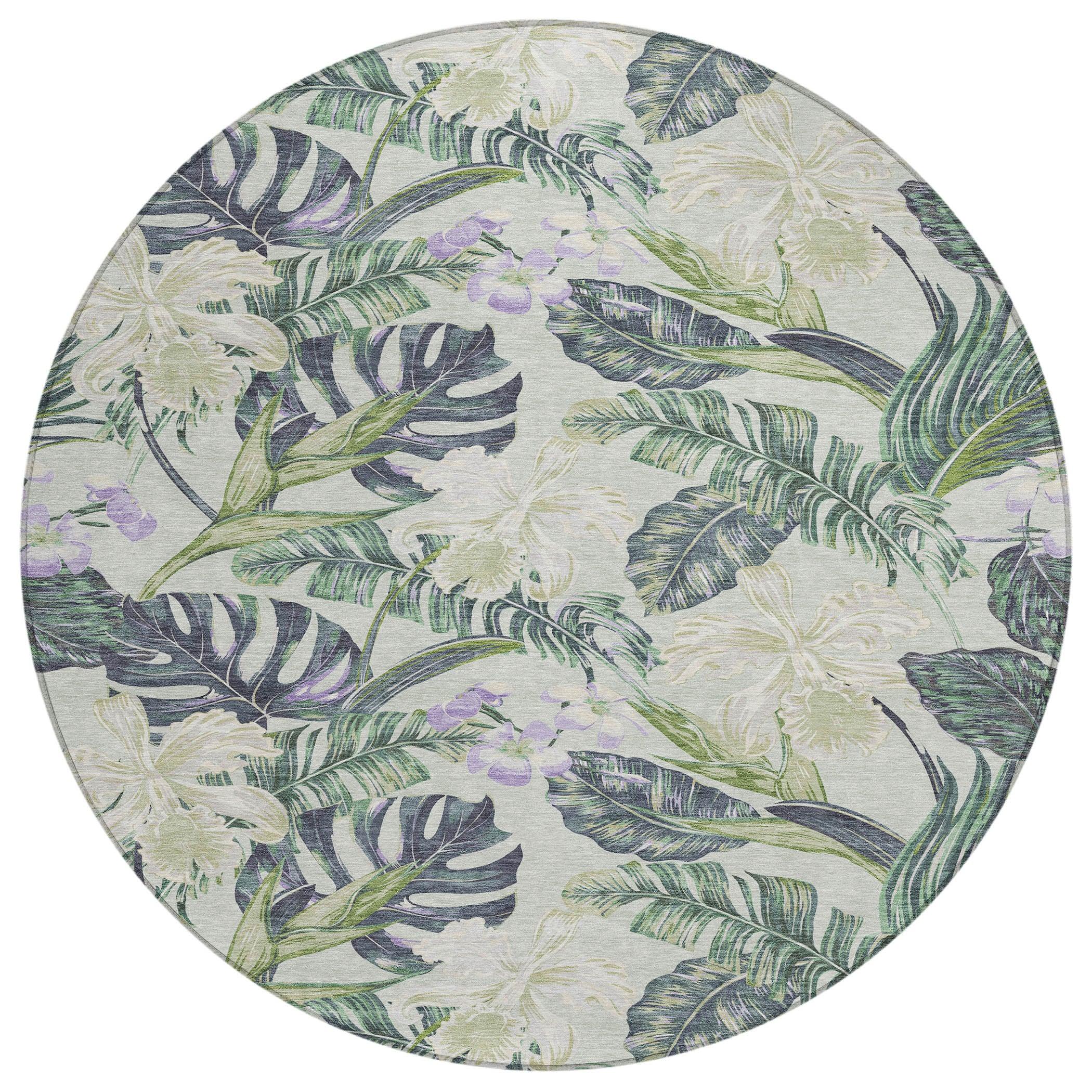 Faereth Green Washable Indoor-Outdoor Rug
