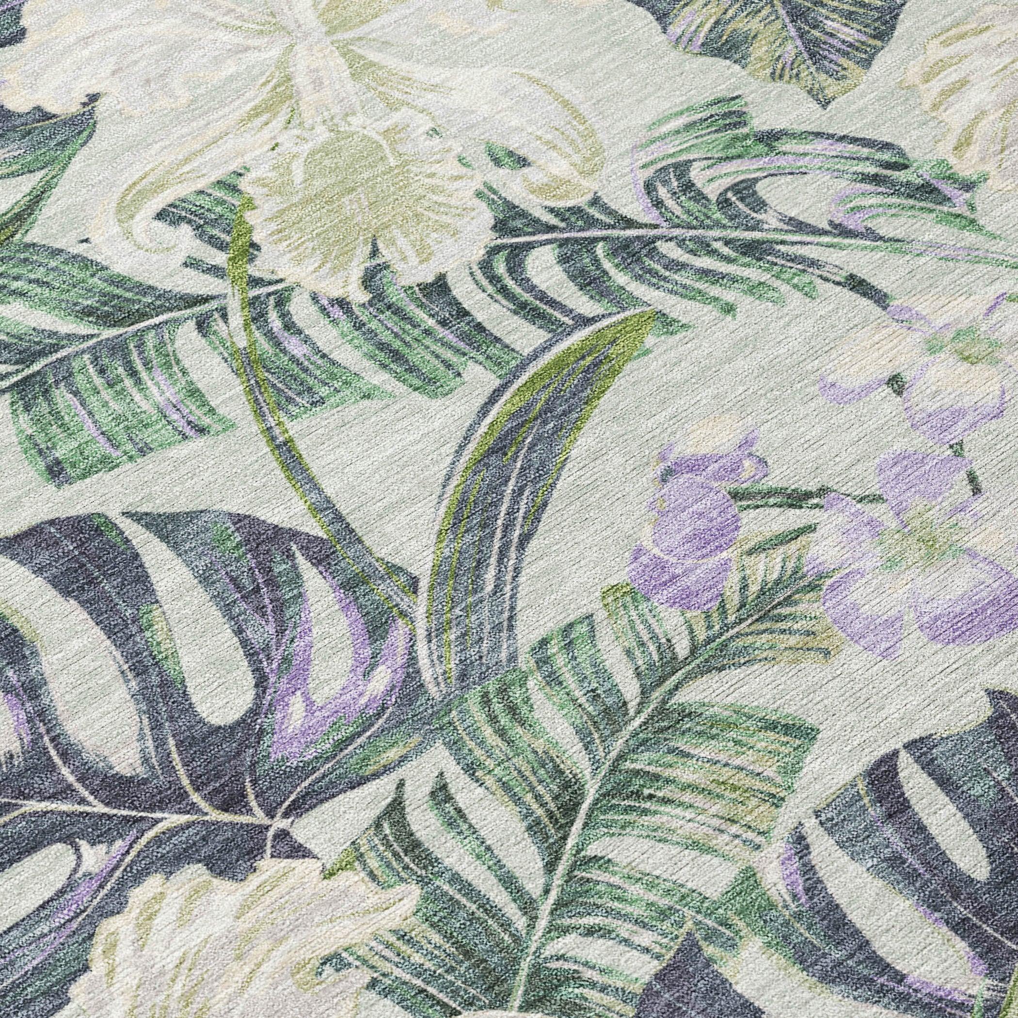 Faereth Green Washable Indoor-Outdoor Rug