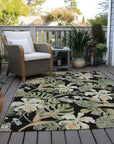 Faereth Black Washable Indoor-Outdoor Rug