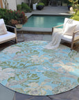 Faereth Teal Washable Indoor-Outdoor Rug