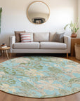Faereth Teal Washable Indoor-Outdoor Rug