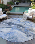 Faeriel Blue Washable Indoor-Outdoor Rug