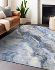 Faeriel Blue Washable Indoor-Outdoor Rug