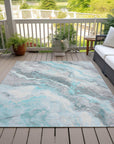 Faeriel Teal Washable Indoor-Outdoor Rug