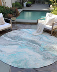 Faeriel Teal Washable Indoor-Outdoor Rug