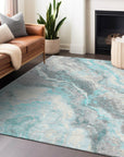 Faeriel Teal Washable Indoor-Outdoor Rug