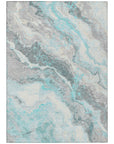 Faeriel Teal Washable Indoor-Outdoor Rug