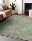 Faerion Green Washable Indoor-Outdoor Rug
