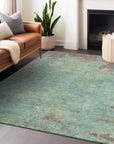 Faerion Blue Washable Indoor-Outdoor Rug