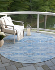 Uraain Blue Washable Indoor-Outdoor Rug