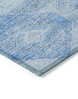 Uraain Blue Washable Indoor-Outdoor Rug