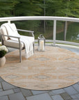 Uraain Orange Washable Indoor-Outdoor Rug
