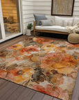 Uraien Orange Washable Indoor-Outdoor Rug