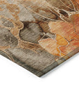 Uraien Orange Washable Indoor-Outdoor Rug