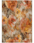 Uraien Orange Washable Indoor-Outdoor Rug