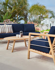 HiTeak Aalto 86-inch Teak Deep Outdoor Couch Sunbrella Cushion